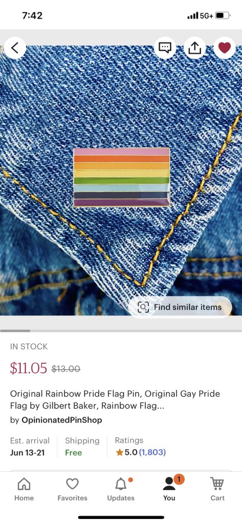furything's tweet photo. That’s right! I have an OG pride flag pin in my collection. Each color has its own meaning too. https://t.co/xAImblhPw8