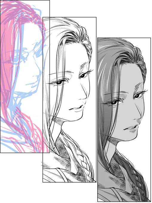 ゆあまいで上げられなかった原稿続き描いてるんだけど、比較して下描きが恐ろしく大雑把…だけど、下描きが割と時間かかる 