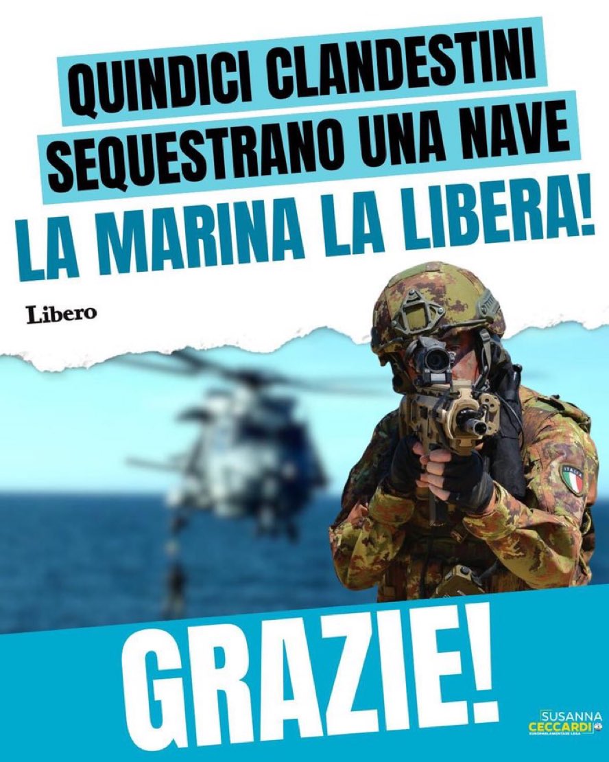 Ho appena proposto che per questa gloriosa azione il Ministro #Crosetto venga insignito della Croce Dorata al Valor Militare. Se lo merita. Peraltro l’operazione è costata solo 1 milione di euro prelevati prontamente dai fondi #AlluvioneRomagna. Viva la patria 🇮🇹