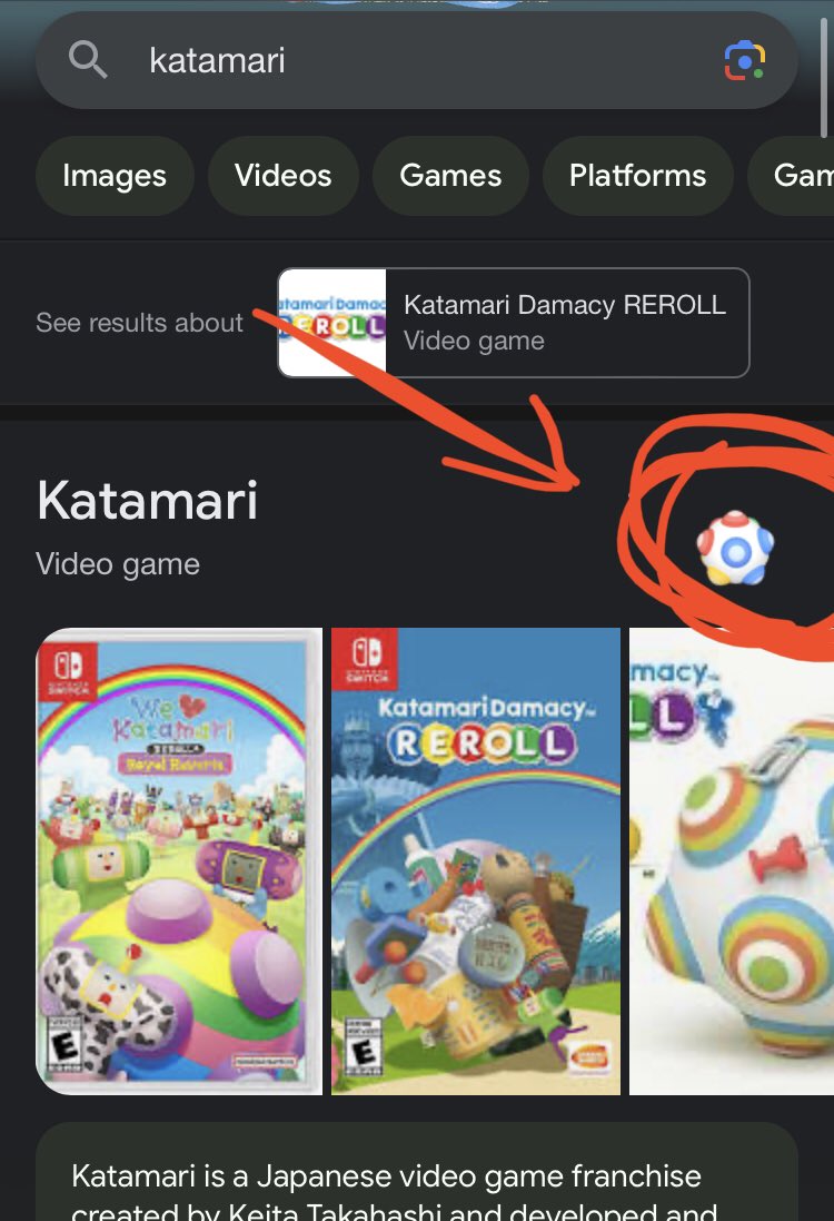 GUYS SEARCH KATAMARI ON GOOGLE AND THEN PRESS THIS LITTLE THING