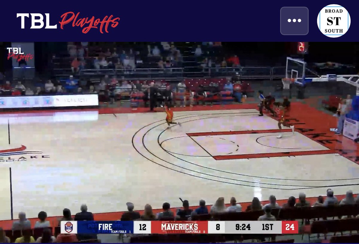 @PotawatomiFire vs @ShreveportMavs just underway in the 1st with a 4pt lead. Watch the game live on TBLTV.tv as the @TBLproleague 2023 playoffs continue #adifferentleague #broadstsouth