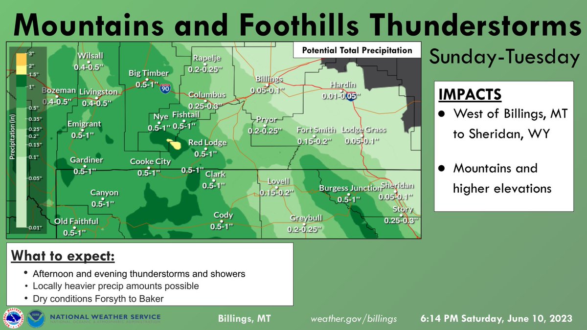 NWS Billings on Twitter "SunTues will see showers and tstorms in the