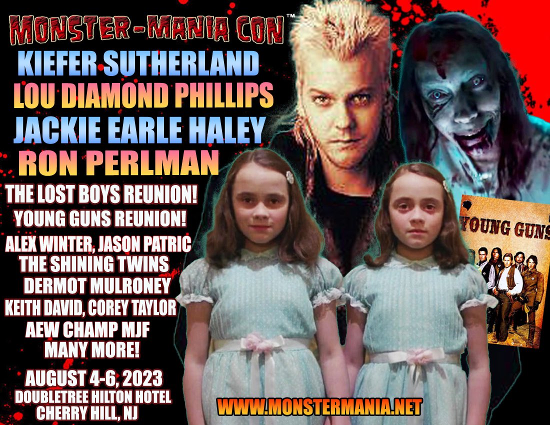 Looks like #TheLostBoys is trending!
Must be because of the reunion we’re having at #Monstermania August 4-6 in Cherry Hill, NJ!
Tix & Info: monstermania.net
#Vampires #horror #fangs  #TheShining #TheShiningTwins #HorrorFamily #HorrorFam #horrorcon