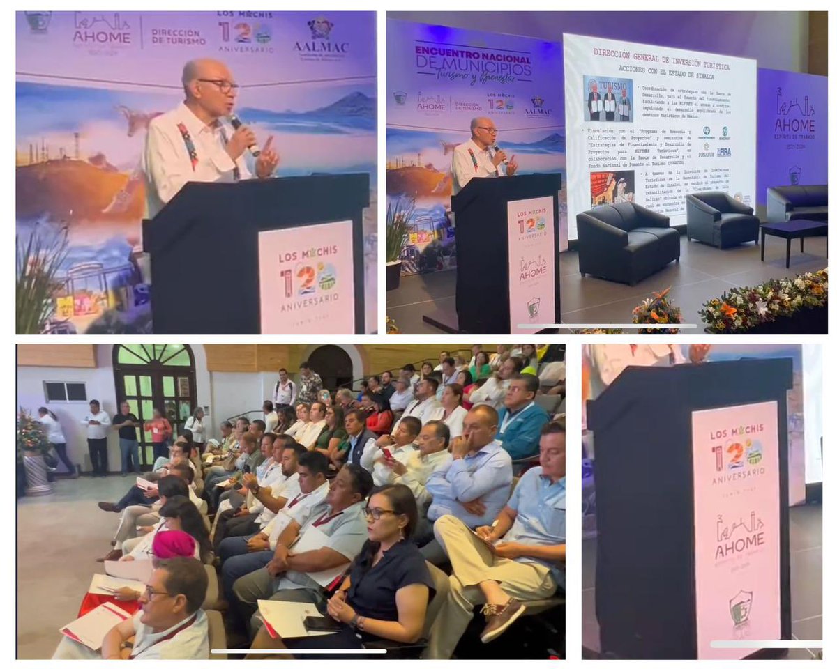 En mi representación, el Subsecretario de #Turismo, <a href="/hhh1951/">Humberto Hernández Haddad</a>, da importante mensaje durante el Encuentro Nacional de Municipios "Turismo y Bienestar", en favor del fomento del #Turismo y la transformación de #LosMochis, #Ahome, #Sinaloa y #México