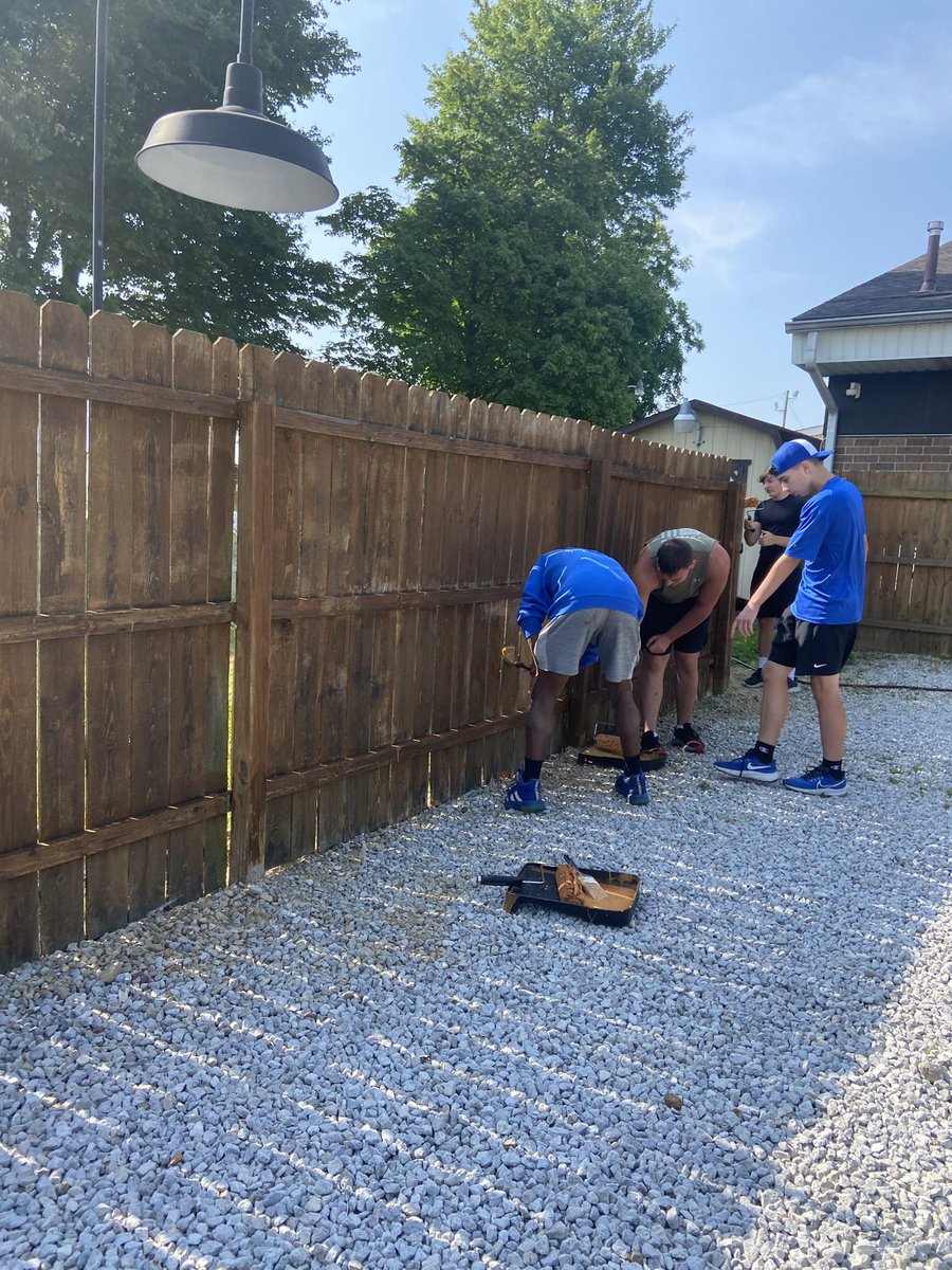 Great day giving back to the Sons of Herman and thanking them for all of their support of our program. We are definitely better at mulching than painting.