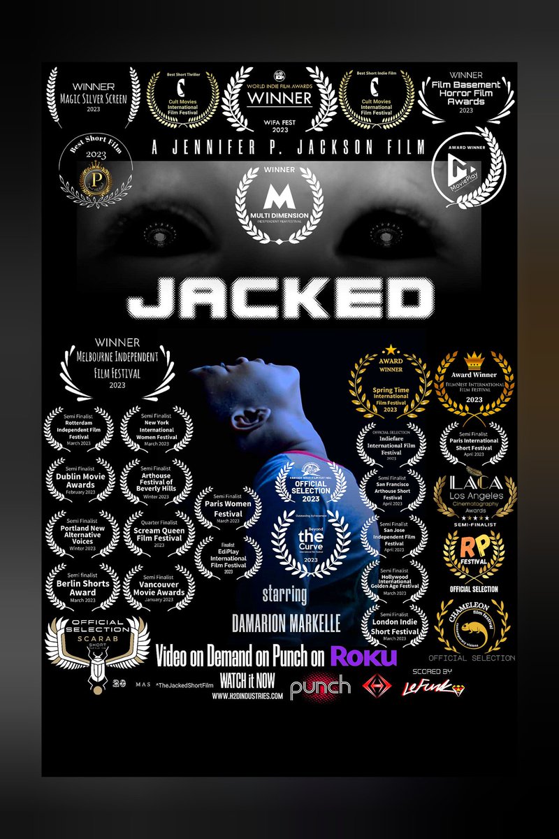 Jennifer P. Jackson just won Best Woman Filmmaker for Jacked in the Melbourne Independent Film Festival!!!
🏆🏆🏆🏆🏆
@JenniferPJ
#h2dindustries #punch #moviestowatch #jenniferpjackson #lefunk #writer #director #cinematographer #producer #filmfestival #winner #filmfreeway