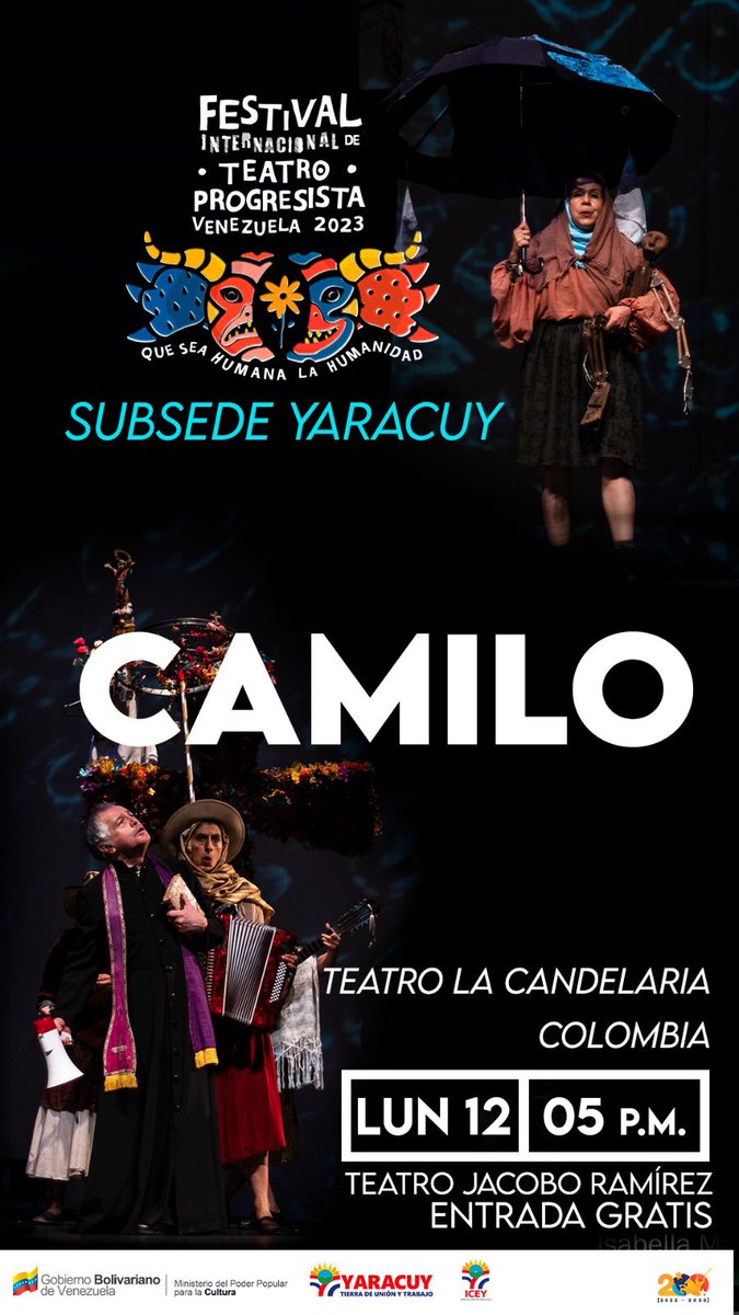 ||Este lunes #12jun asiste al Festival Internacional de Teatro Progresista #Venezuela 2023 en  #Yaracuy.

La cita es el el teatro Jacobo Ramírez de San Felipe a las 5:00 de la tarde . Y la entrada? gratis. #QueSeaHumanaLaHumanidad #YaracuyEsTeatro #CulturaParaTodos #Fesitp2023