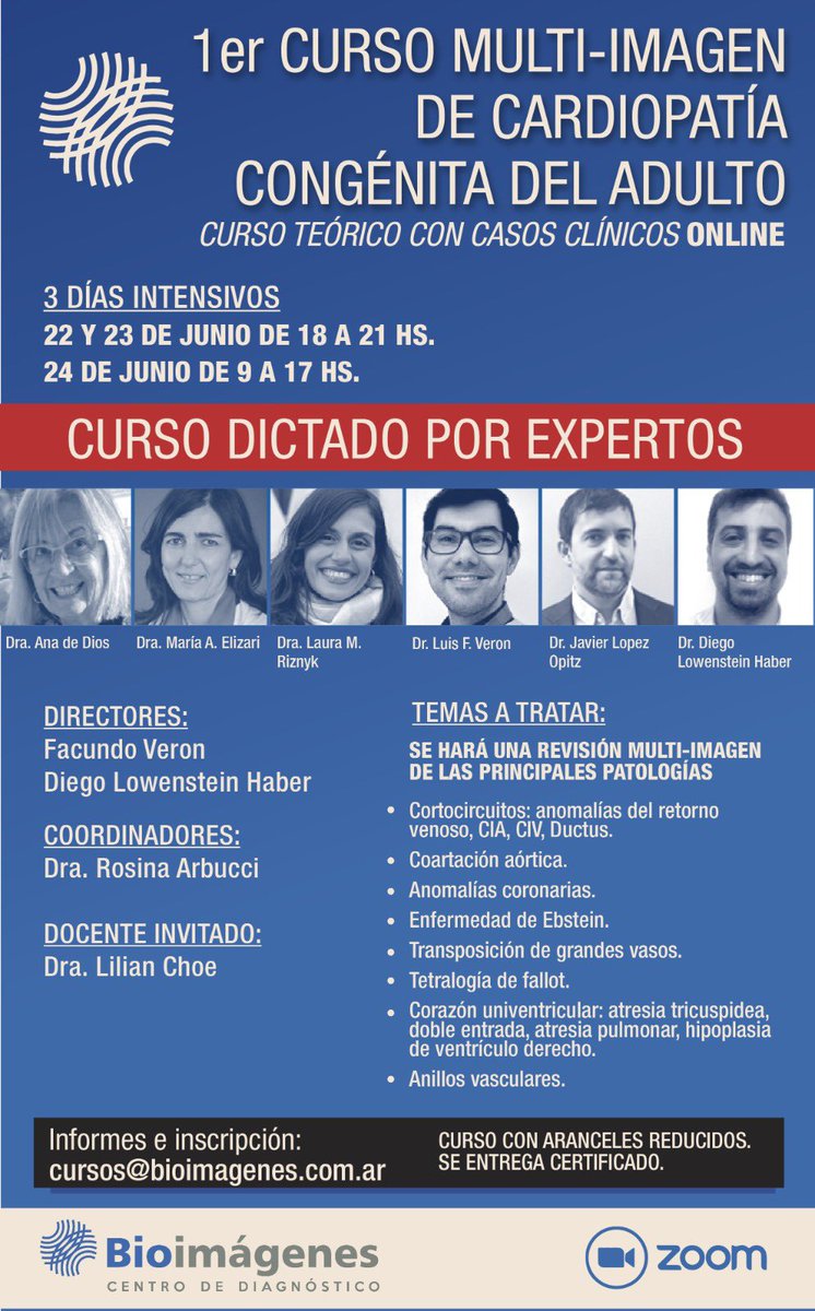 Diego Lowenstein (@lowediego) on Twitter photo Los esperamos al mejor curso de cardiopatía congénita del adulto. Información en cursos@bioimagenes.com.ar ! Los esperamos al mejor curso de cardiopatía congénita del adulto. Información en cursos@bioimagenes.com.ar !