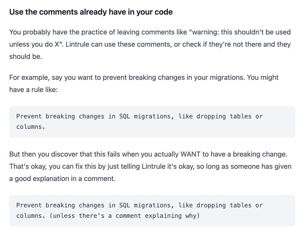 ok <a href="/lintrule/">lintrule</a> is crazy, I'm writing docs for it and the docs are like "yeah, so if you want it to do a thing, you just like say 'do that thing' and then it does it" 

Like this is nuts:
