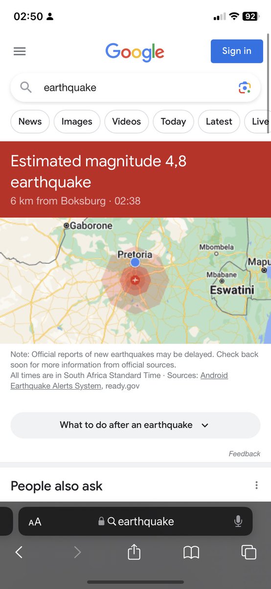 KhanyisaMnisi's tweet photo. I just googled it. Apparently Boksburg experienced an earthquake and everyone else just felt the tremor of that earthquake?  #tremor #earthquake https://t.co/d2tw7a5DvH