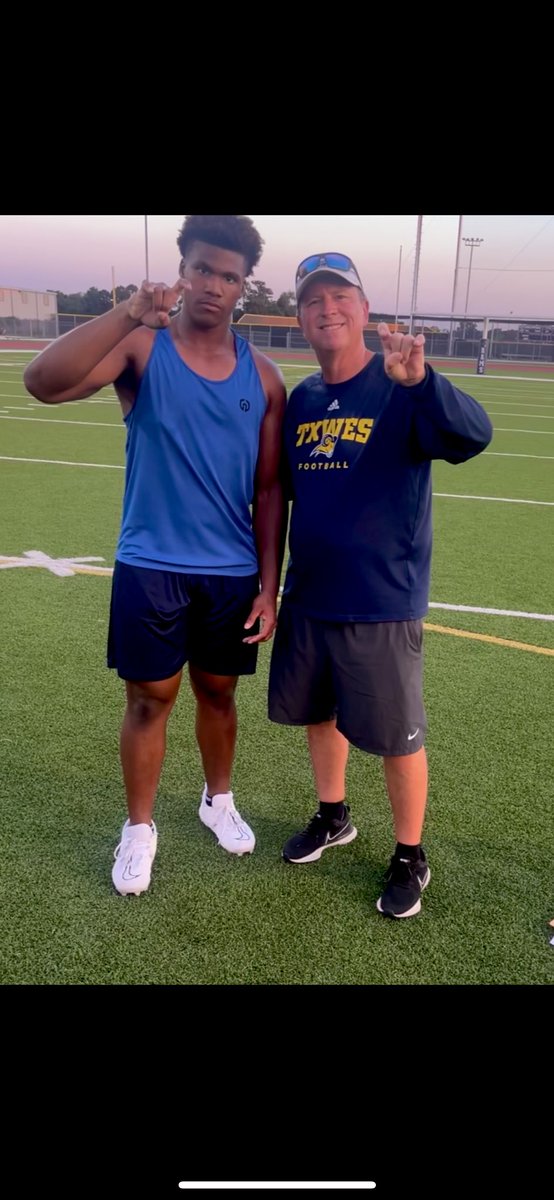 I am extremely blessed and honored to receive an offer from <a href="/TxWesFootball/">TxWes Football</a> after having a great conversation with <a href="/CoachJPtxwes/">Joe Prud'homme</a>.  <a href="/Ryan_Leichus/">Ryan Leichus</a> <a href="/CoachMConrad/">Michael Conrad</a> <a href="/Coach_ZLoane/">Zachary Loane</a> <a href="/KLEINCAINFB/">Klein Cain Football</a> next camp in 5 days <a href="/UHFBRecruiting/">UH FB Recruiting</a>