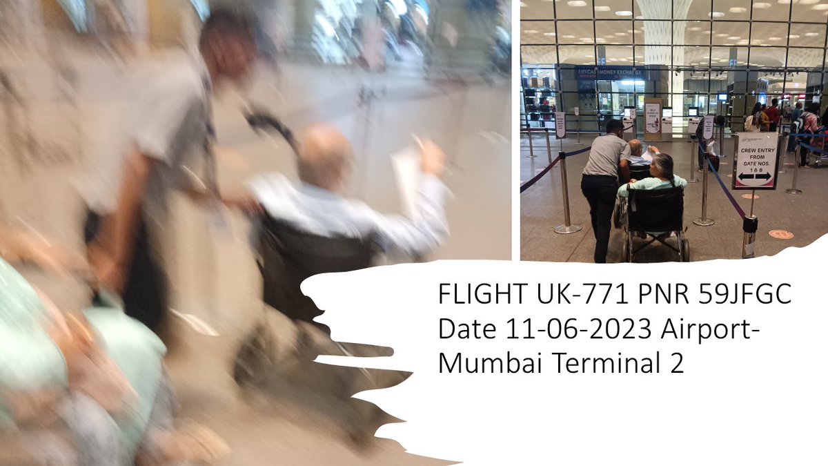 subh_pilgrim's tweet photo. .@airvistara can you please justify the usage of wheel chairs in the manner in which it was being done today at #MumbaiT2 ? Its a crime if you have #Disability in this country @CSMIA_Official @socialpwds #safetyhazard https://t.co/iioyPfivyt