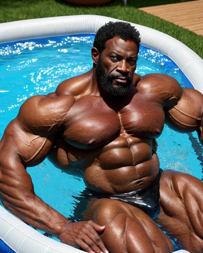 BlackMuscleAI's tweet photo. Just another day of poolside domination! #aiart #gayart #aimuscle #PoolKing https://t.co/e7Vdr9Mz0c