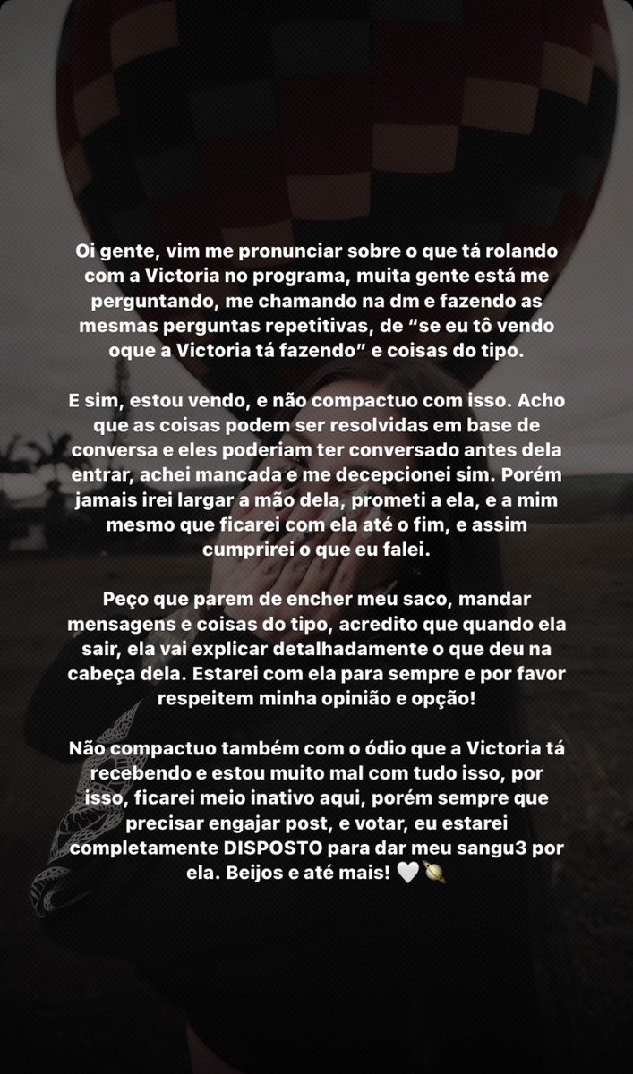 Meu pronunciamento sobre o ocorrido com a Victoria Macan. E declaro assunto encerrado. Obrigado!