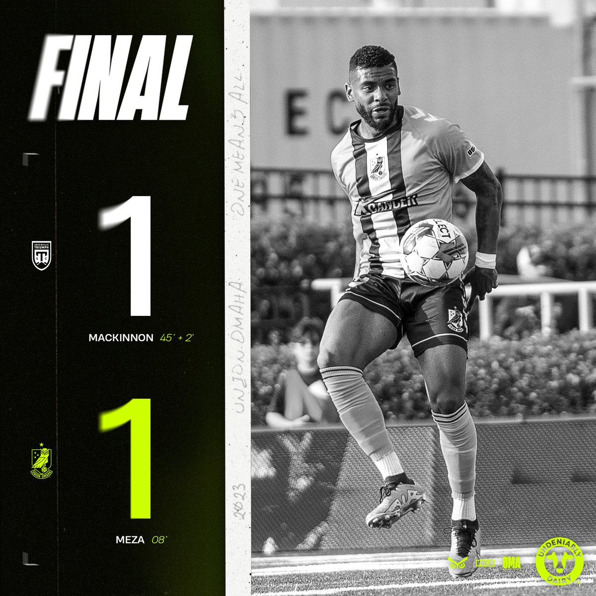 Union_Omaha's tweet photo. 𝗙𝗜𝗡𝗔𝗟 | 1-1

We pick up a point away from home tonight thanks to the early goal. 

@UndeniablyDairy @MidwestDairy | #GVLvOMA https://t.co/l8N3V3NXiG