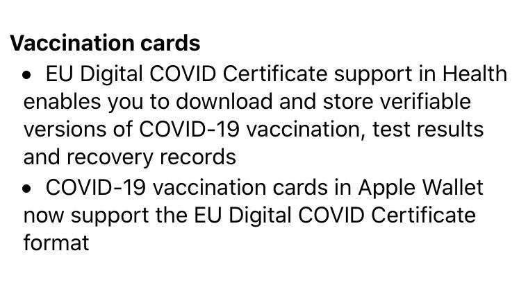You know that #VaccinePassport is closer to reality than you think when your device’s software upgrade has this included.