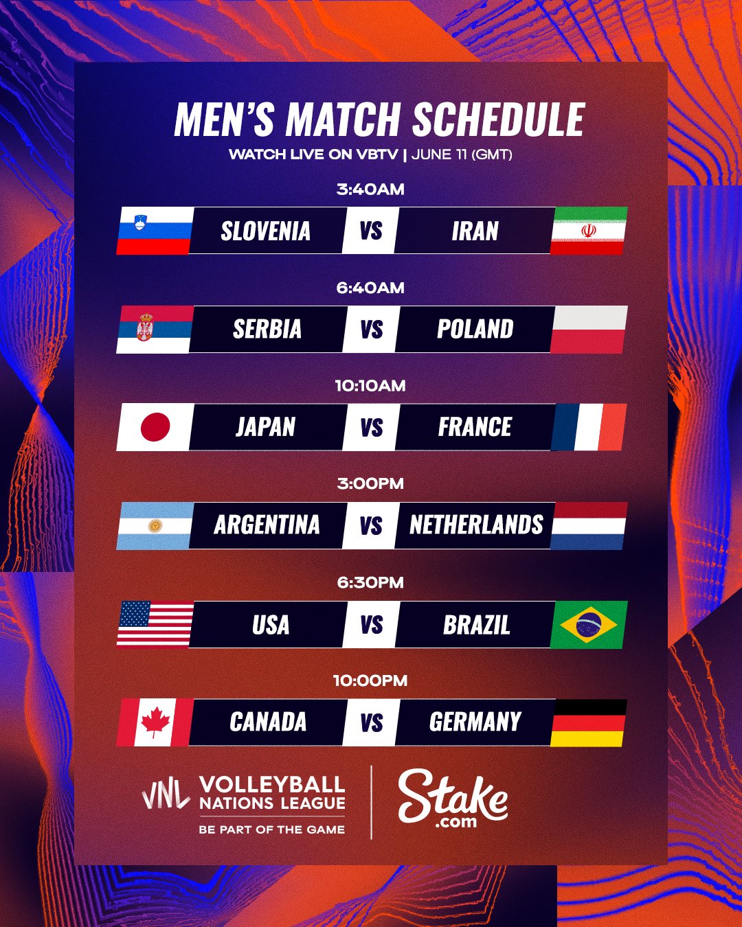 Volleyball World on Twitter: "June 10 Results & June 11 Schedule. 📺