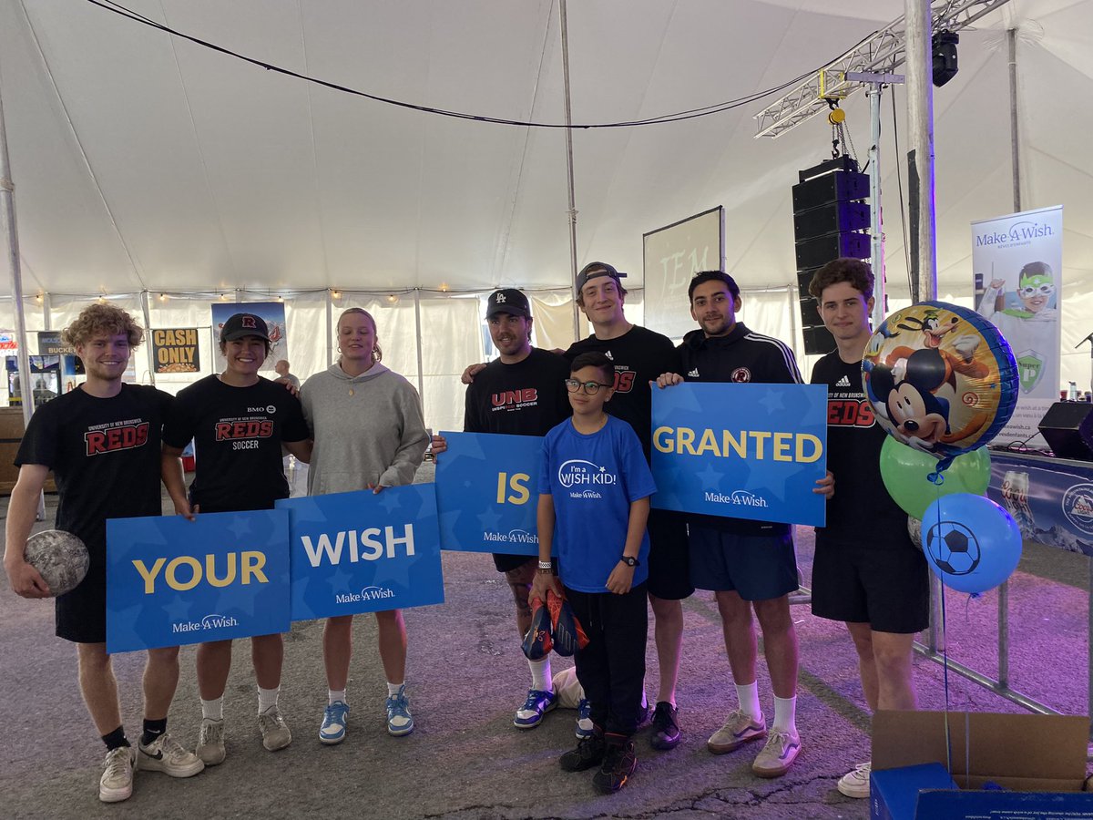 Proud to present <a href="/MakeAWishCA/">Make-A-Wish Canada</a> come true today with <a href="/UNBMSoccer/">UNB Men's Soccer</a> ! Get out to Rib Fest &amp; help grant more wishes for NB’ers this weekend!