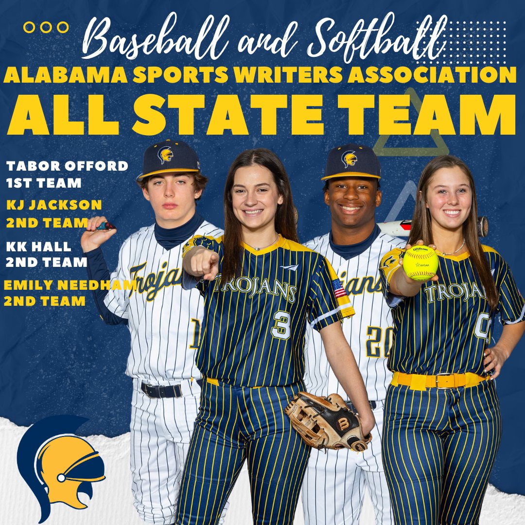 STJAthletics1's tweet photo. A big congratulations to several of our softball &amp; baseball players!

ASWA All-State Teams were announced!! 
For 3A, Tabor Offord was named to 1st team.  KJ Jackson, KK Hall, &amp; Emily Needham were named to the 2nd team. 

Montgomery Advertiser's All Area Teams were announced also! https://t.co/nVYk3gSH6i