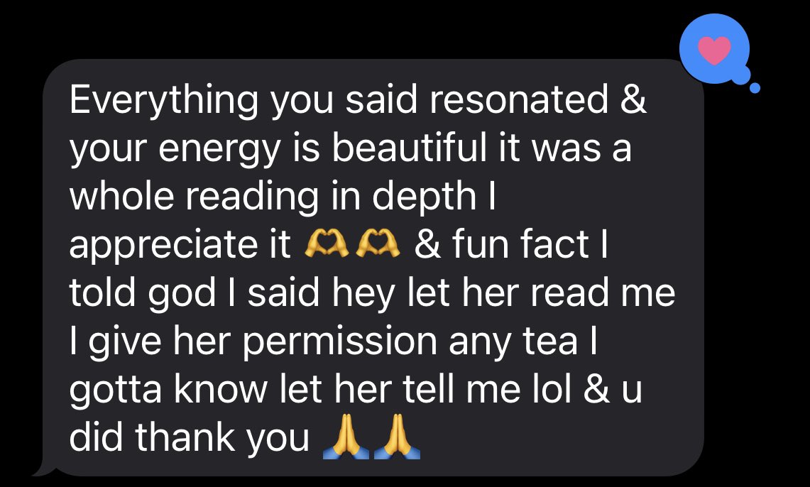 A review from a reading tonight. 🥹🤗Readings are closed but I will be doing them tomorrow. 📝 
Please inbox me if you’re interested in one. 👍🏽 
I offer:
Spiritual Guidance Messages🧞‍♀️ 
Mediumship🔮
Love Readings 💘
High Self Readings 🧘🏽‍♀️
Finance Readings 💰 
Channeled/Intuitive…