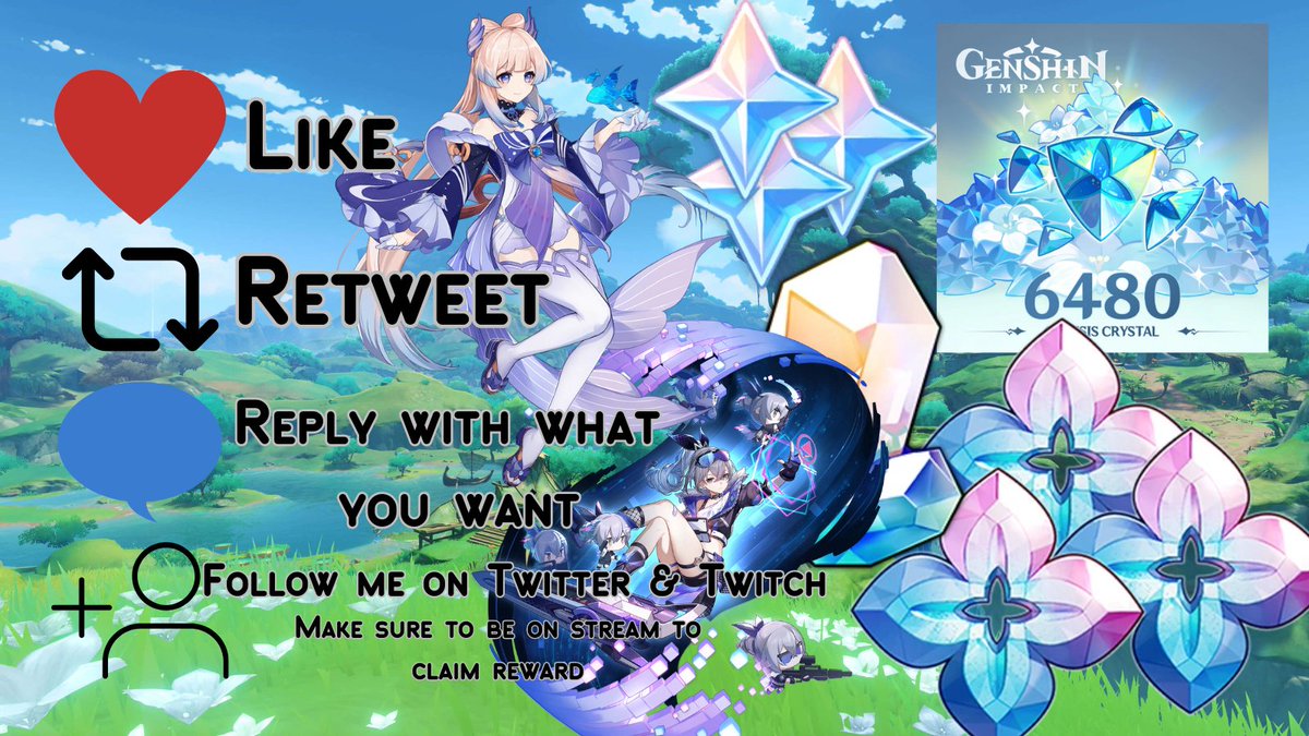 RainyAmami's tweet image. Genshin Impact or Honkai Star Rail Giveaway 🎉

Giving away $99.99 USD worth of 
Genesis Crystals or Oneiric Shards 

Make sure to
- Follow me here and twitch
- Like
- RT
- Reply with what you want

It will close June 18th 
#Giveaway #GenshinImpact #HonkaiStarRail