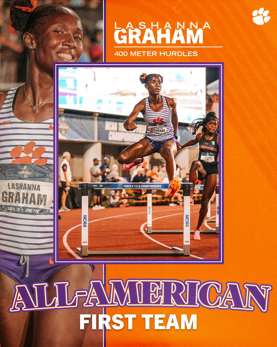 First Team All-American!! 🤩🤩

Lashanna Graham runs a 55.59 to set the No. 2 time in school history and finish 6th nationally in the 400 meter hurdles. Congratulations, Lashanna!! 👏👏