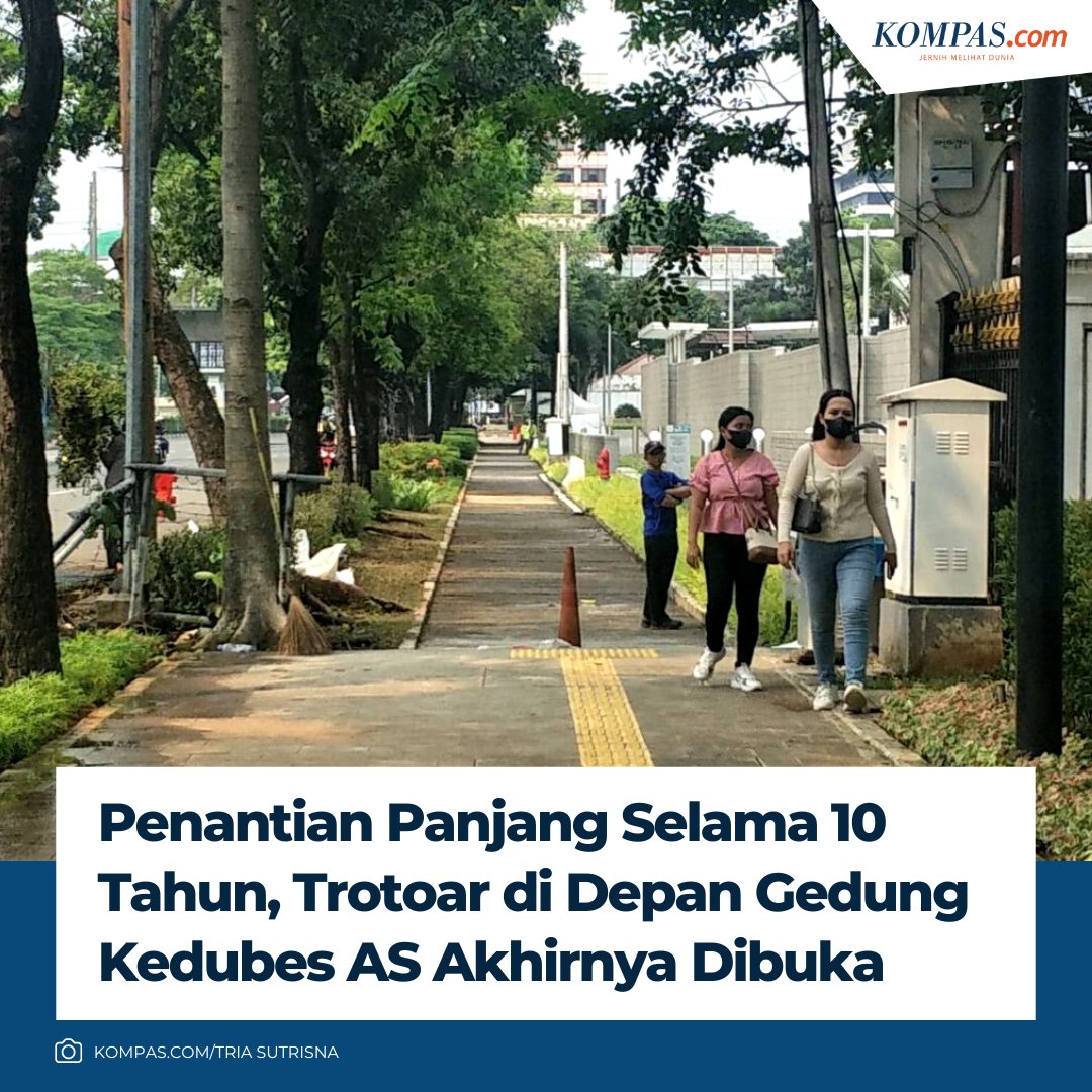 Kini, trotoar di depan Gedung Kedubes AS sudah bisa dilewati dengan leluasa oleh para pejalan kaki. 

Selengkapnya: bit.ly/3MYOAdj