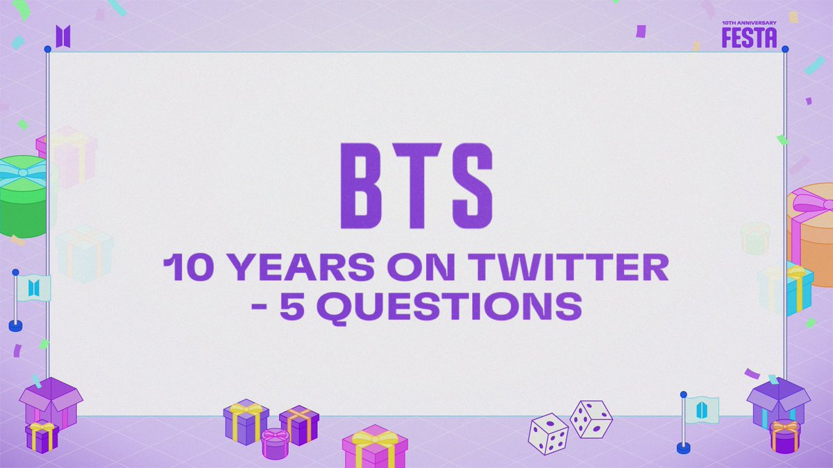 <10 Years on Twitter - 5 Questions>
데뷔 10주년을 맞아 멤버들과 함께 트위터에서의 추억을 설문지 형태로 되돌아보았습니다. 아미 여러분도 같이 풀어보면서 다같이 추억여행 시-작!🚀
* 멤버들의 답변도 놓치지 말고 확인하세요!

#10yrsOnTwitter #2023BTSFESTA #BTS10thAnniversary