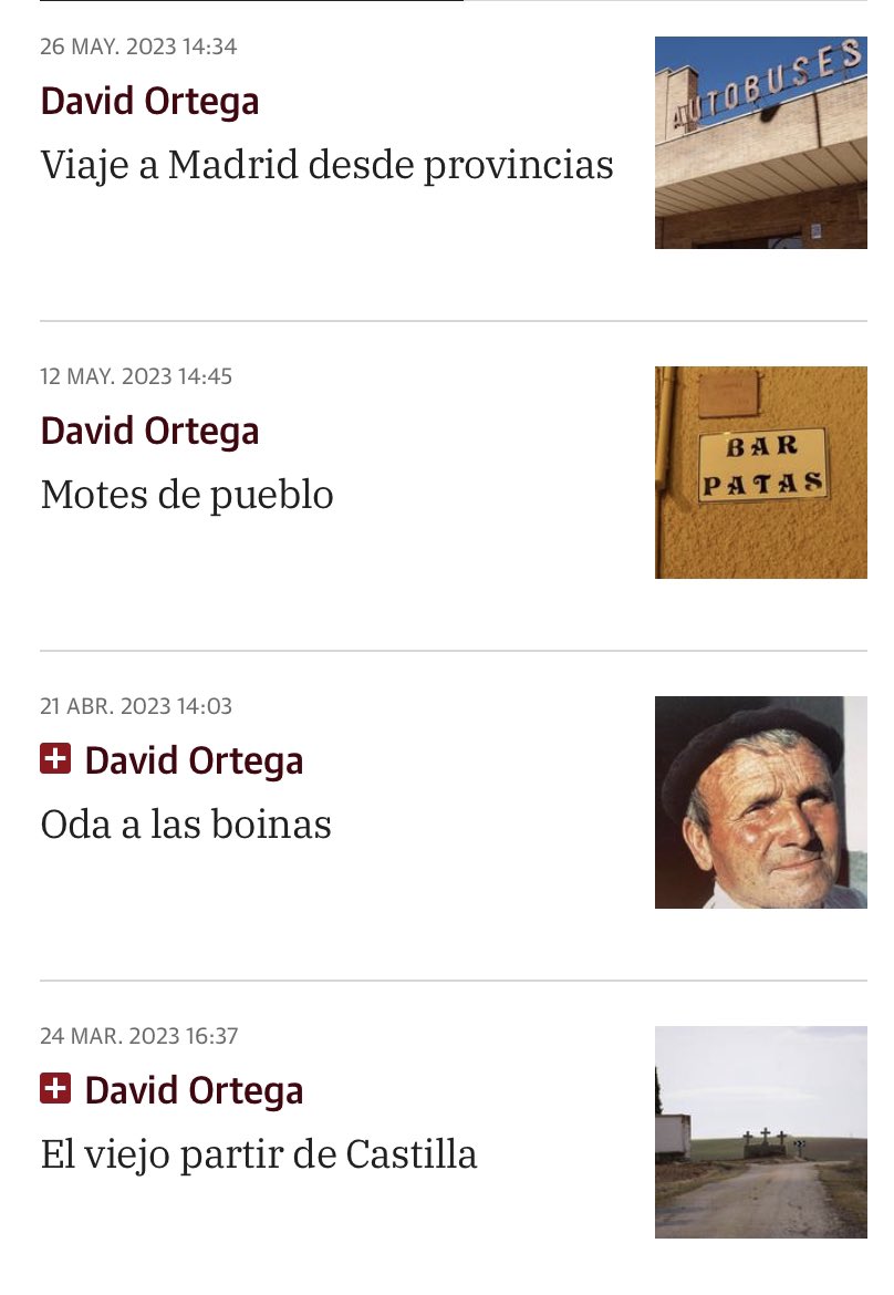 Creo sinceramente que no podía haber tenido mejor altavoz que el periódico decano de la prensa castellana y española y eso es también de agradecer. Por el momento, supongo que todo lo escrito (16 articulillos) se podrá seguir consultando aquí. 

elnortedecastilla.es/autor/david-or…