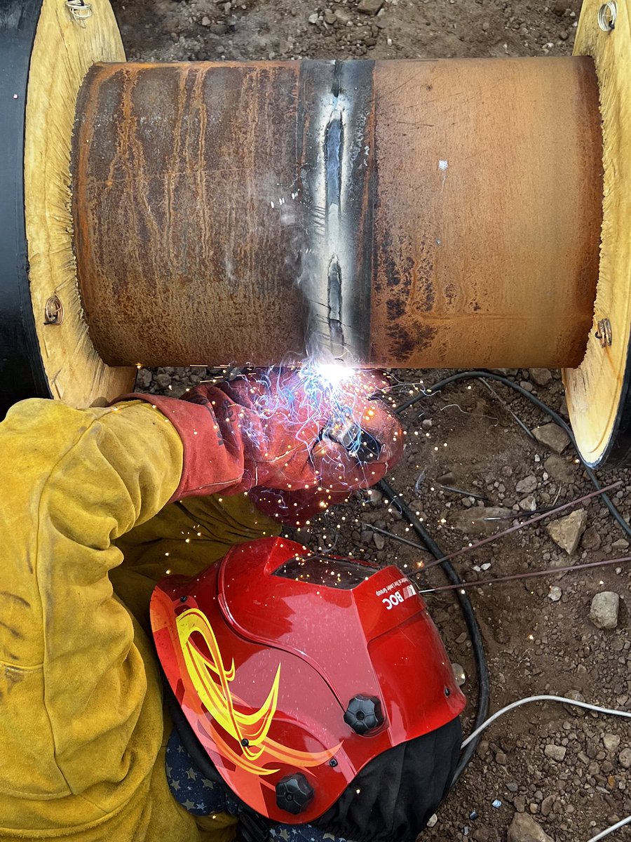 Another action shot of one of our Arc welders in action this week on one of our projects. #heatnetworks #ppsldistrictheating #districtheating #weldlife #welder