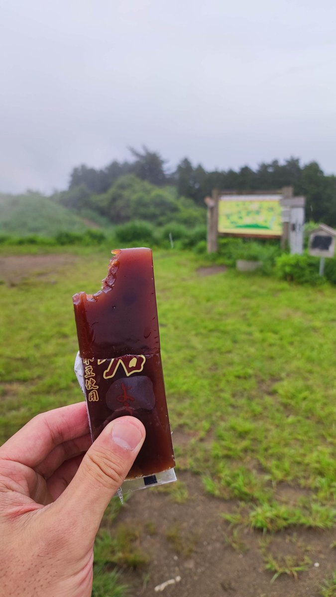kuroken_pcx's tweet photo. 岩湧山登る方で千石谷林道通る方は土砂崩れにご注意ください！5ヶ所程写真のような所があります。
あと��羊羹食べてる写真の背景に黒いスプレーで塗りつぶされた看板あるけどイタズラかな😡 https://t.co/hJmdz1fW6L