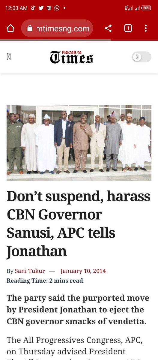 @abati1990 Amoda Ogundele Yekini alias jagabandit of irigbiji and his gangsters fought president Jonathan to stupors for suspending Lamido Sanusi. They went to Court and made political emir. Just to frustrate the Jonathan administration. Amoda wants to capture CBN,NNPC, FIRS, Custom & NPA.
