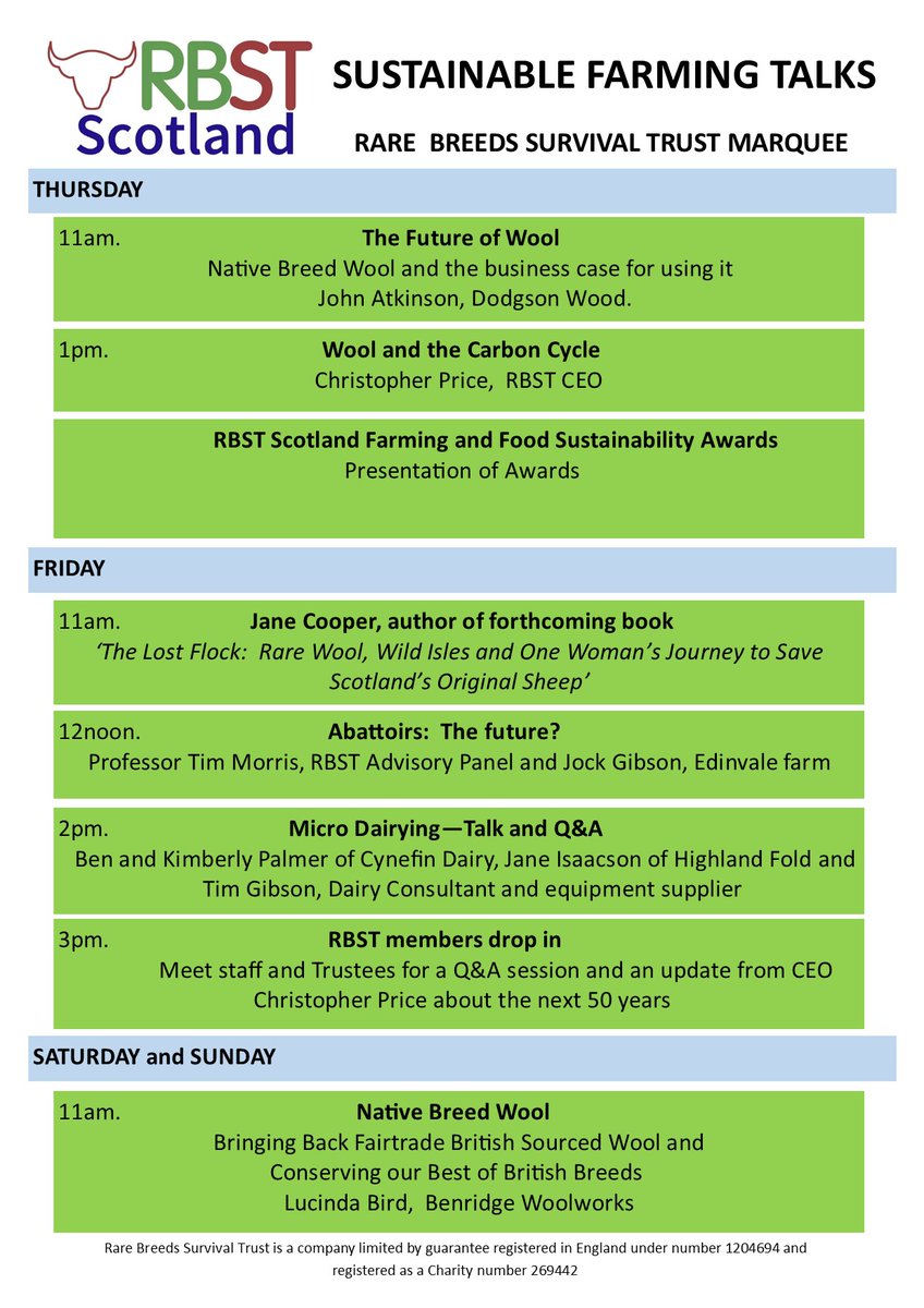 We have a fantastic range of talks on our stand at the @ScotlandRHShow.
Open to all, we would be delighted to have a chat with you about how #nativebreeds can help make a difference to your croft or farm.
Pop in past for a cup of tea and some cake.
#nativebreedsformodernneeds