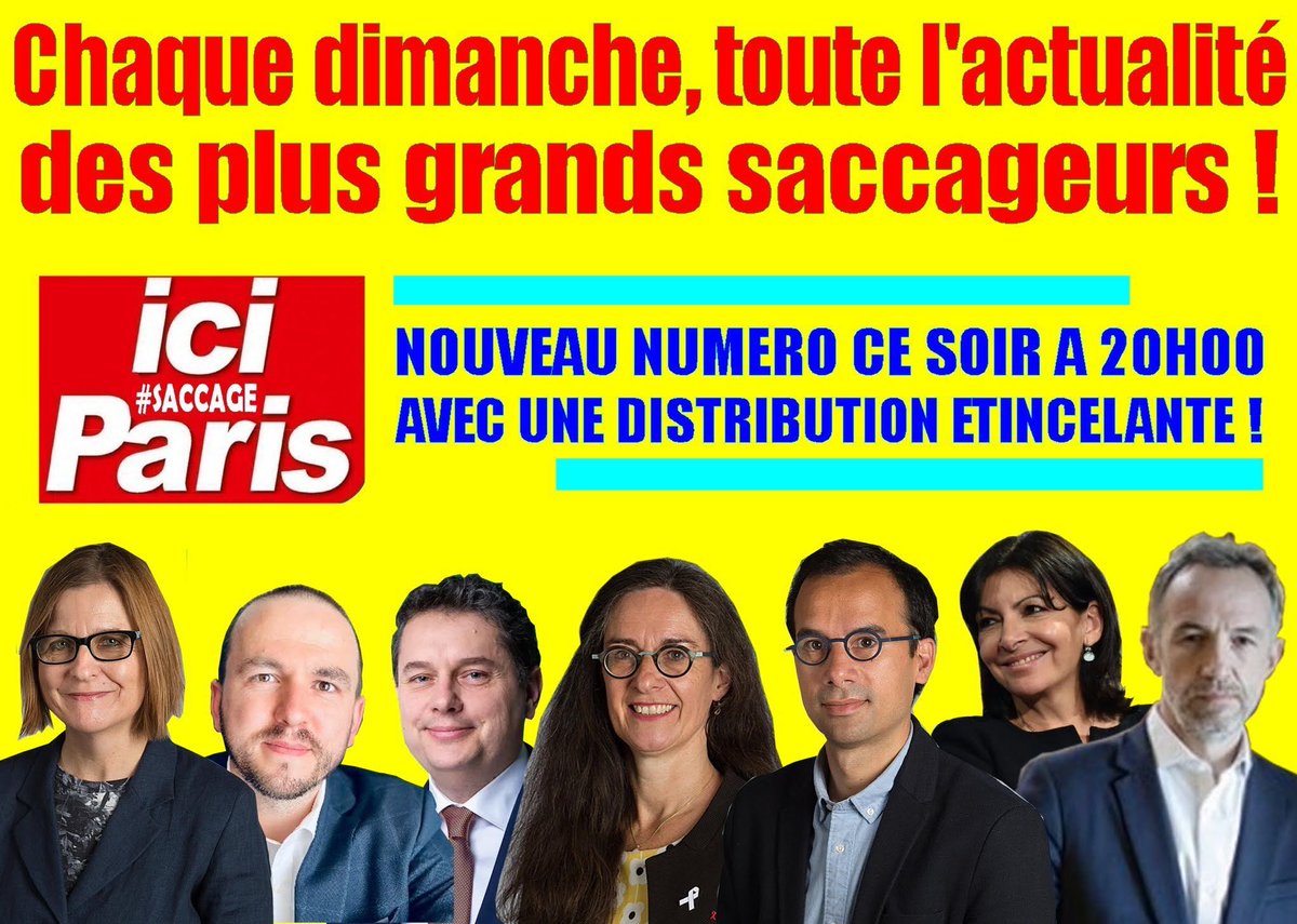 Ne manquez pas ce soir un numéro indispensable avec les toutes dernières déclarations historiques d’Anne Hidalgo !
#Saccageparis #hidalgo #gregoire #weil #pierremarie #bolo