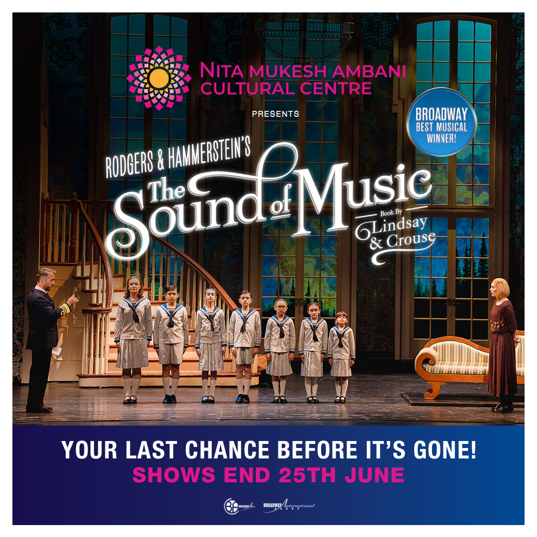 Last few shows left of #TheSoundofMusic at the #NitaMukeshAmbaniCulturalCentre. Experience the enchanting world of this renowned and widely loved musical, and join Maria and the Von Trapp family on a captivating musical journey across the hills.