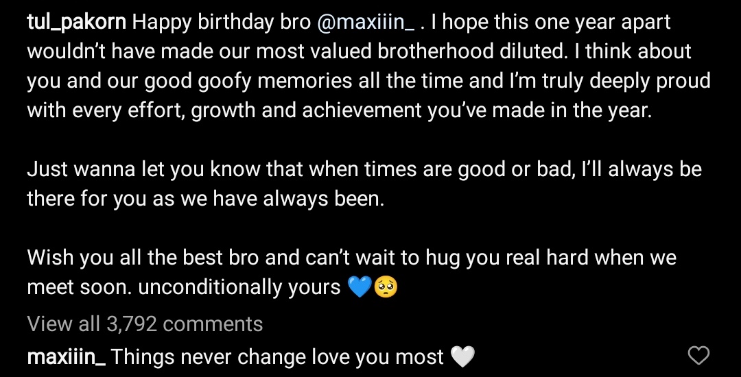 Tul to Max year by year

'Im yours'
'Always yours'
'Forever yours'
'Unconditionally yours'

Their love would never be changed 💞
HAPPY BIRTHDAY MAX 👊🫶
#maxiiin_ #tul_pakorn #MaxTul