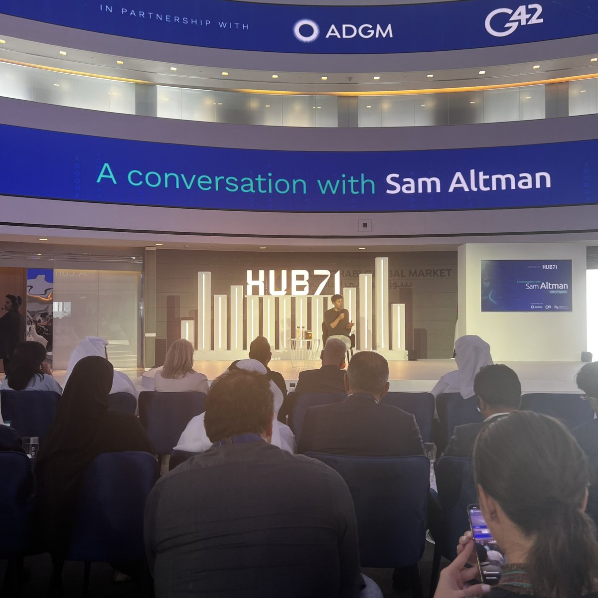 Thanks <a href="/hub71ad/">Hub71</a> to let us partecipate to the conversation with Sam Altman (<a href="/sama/">Sam Altman</a>). 

UAE was talking about AI ‘before it was cool’.

We’ll keep contributing by growing <a href="/AiGenerativeLab/">AI Generative Lab</a> 🔥