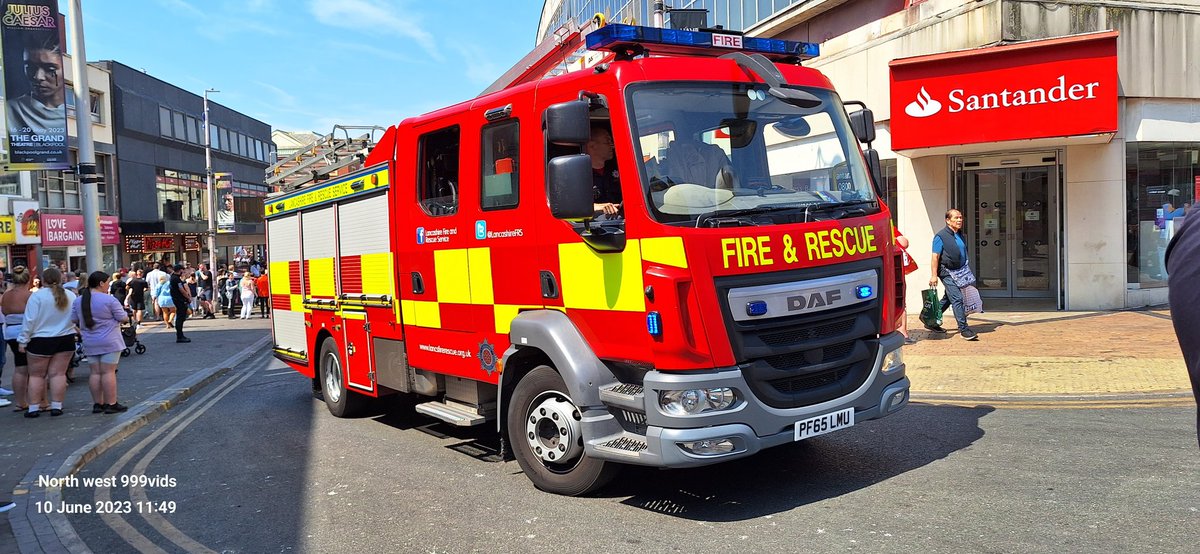 Lancashire fire a rescue service L30P2 Blackpool daf lf ziegler crew cab with emergency one bodywork seen at Blackpool pride 2023 
@LancashireDaf @LancashireFRS
