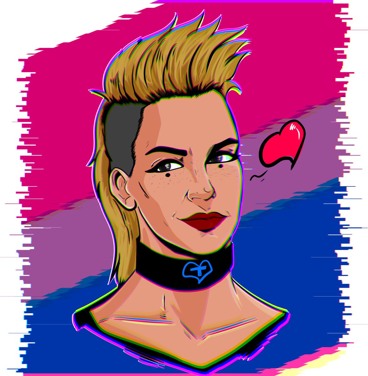 Got this amazing piece of art from @IValrez 🥹

Princess 8uggie wishes a Happy Pride Month and the way she looks, I'm sure she's eyeing her waifu right now <3

Thank you so much, Little Rat! 💙🐀

#8ug8ear #art #PrideMonth2023 #Cyberpunk2077