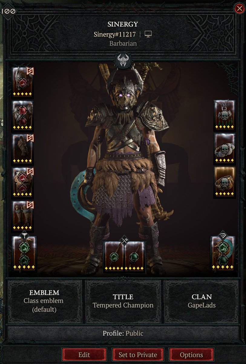Sinthebetrayer's tweet image. Hey!
@Diablo

#Diablo4Hardcore   Proof of level 100:  Tempered Champion Title Shown  Battle.net ID: Sinergy#11217  Thank you to my team! @realskimbop @thewillneff @nesualol @JdillaTV and our coach @Nan_dre_ Time for everyone to be 100