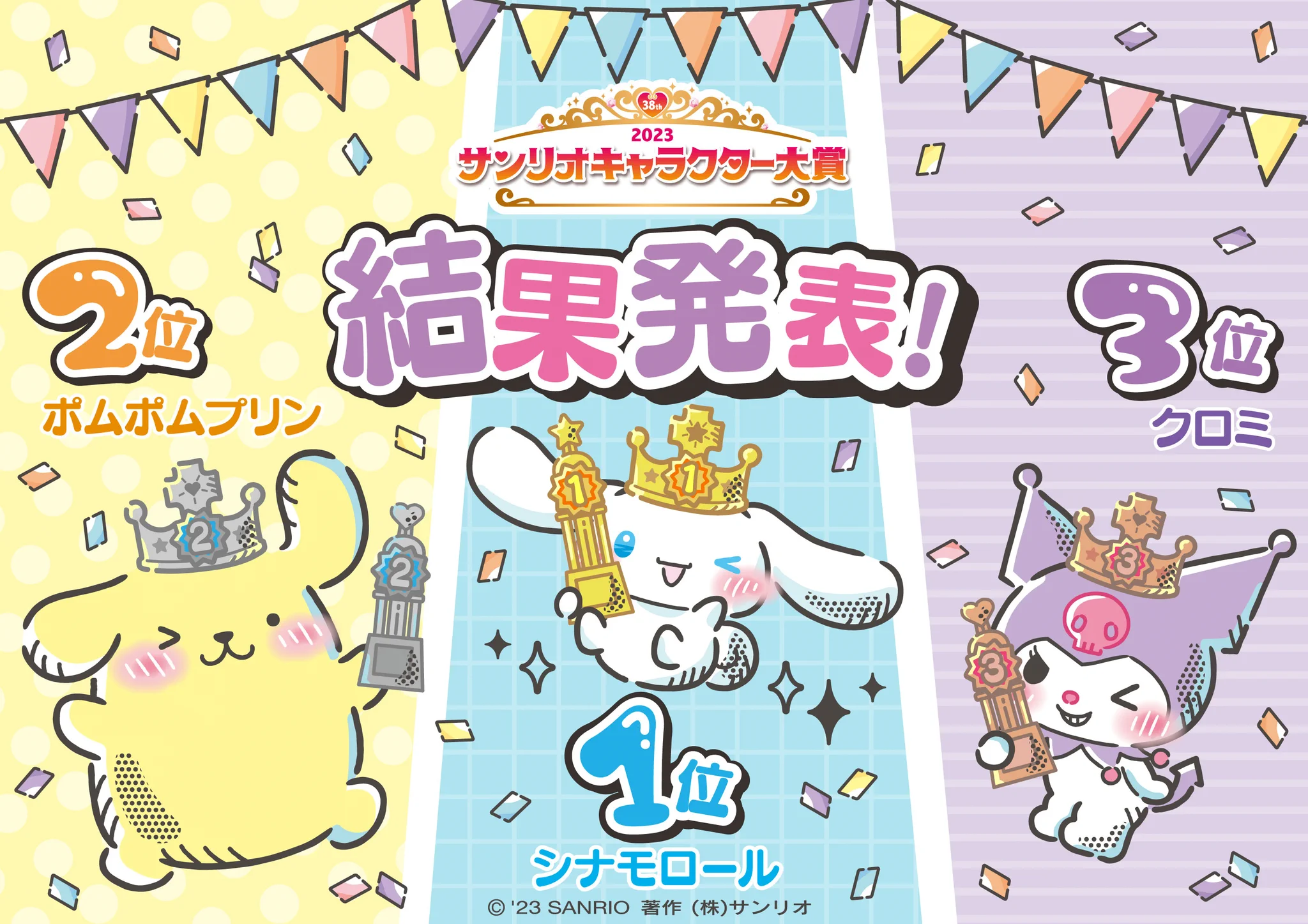 サンリオキャラクター大賞がついに結果発表！１位はシナモロールで４連覇達成！！