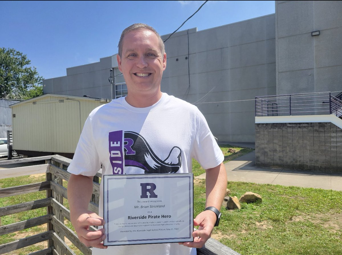 RiversideDPSNC's tweet photo. Congratulations to Mr. Brian Strickland, history teacher,head men's basketball coach,and Riverside PTA's Pirate Hero for May! Mr. Strickland's student nominator said, He deserves to be a Pirate Hero because he is dedicated to all his players and students and he cares for everyone https://t.co/OYOdBHm5Wq