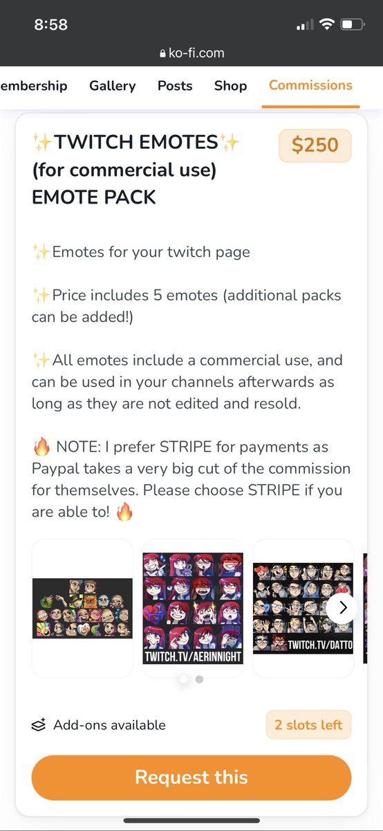 Psss you need new emotes. Let me draw them for you.
Available on my <a href="/kofi_button/">Ko-fi</a> page!