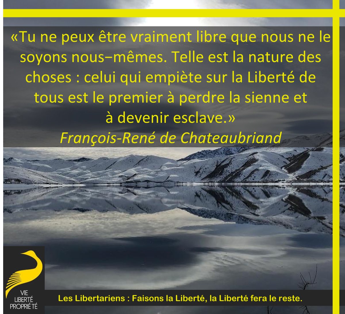 StephaneGeyres's tweet photo. Tu ne peux être vraiment libre que nous ne le soyons nous−mêmes. Telle est la nature des choses : celui qui empiète sur la liberté de tous est le premier à perdre la sienne et à devenir esclave.
libéral
#Liberté #RespectMutuel #NonAgression #Esclavage #Asservis #Moutons https://t.co/9ZkUkR4QLc