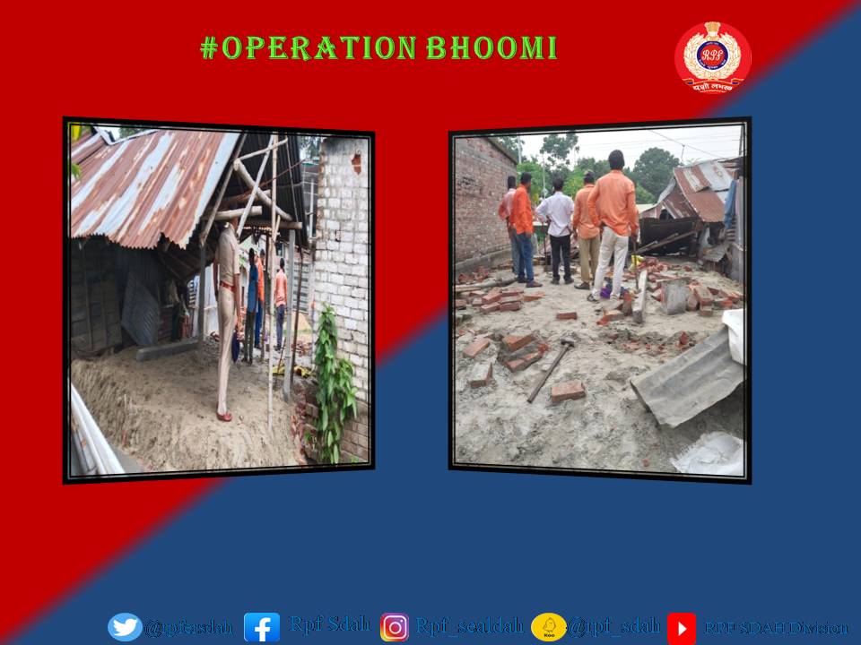 Evicted & dismantled 01 unauthorised construction. #OperationBhoomi @RPF_INDIA @ErRpf @rpfersdah
