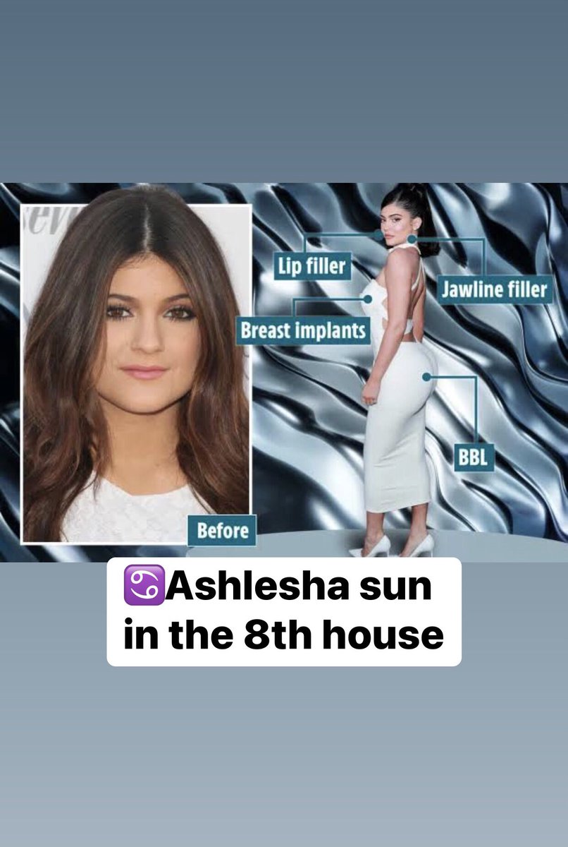 shravanaflower's tweet photo. Ashlesha "the plastic surgery nakshatra". The 8th house is the house of change/transformation/secrets &amp; ashlesha relates to poison/healing/hiding/youth. All three are sagitarius asc with Ashlesha in the 8th house &amp; they all have a LOT of plastic surgery but deny having it. https://t.co/2uDJk41n92
