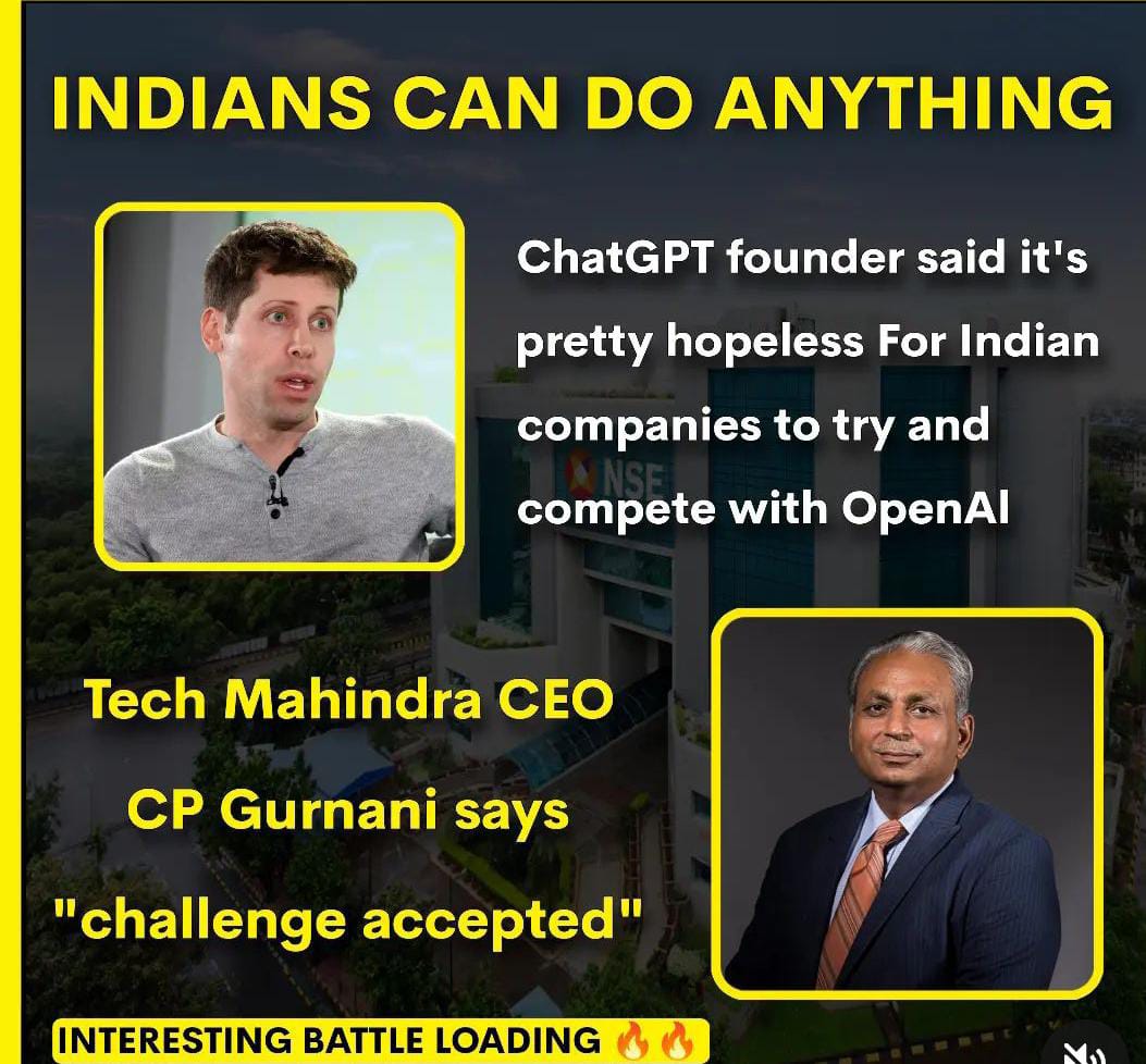 Challenge accepted💪💪
Interesting battle Loading............ 😎🤘🤘
#ChatGPT 
#techmahindra 
#JaiHind 
#GoodMorningEveryone