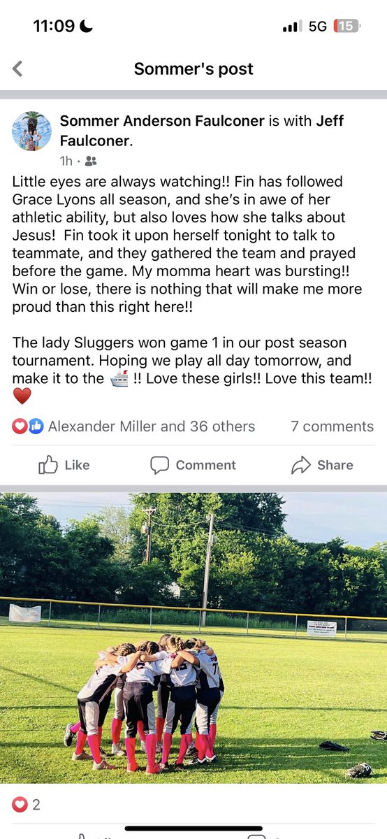 jfaulc7's tweet photo. @grace_lyons5 The impact you are making on the kingdom is amazing. This my daughter and our 10u softball team. ❤️✝️🥎 https://t.co/KFvpltiSZV