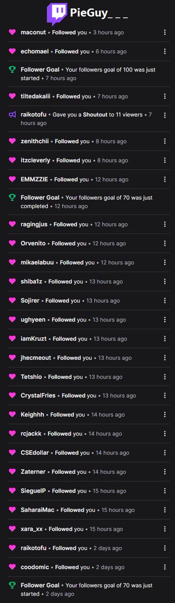 The second stream was a huge W! We have 76 total followers now, 100 by next stream? 🤔

Thanks to everyone who dropped by, followed, and interacted with me yesterday!

Huge thanks as well to everyone who spread the word and shared my stream, helps a lot as a new streamer! 💚