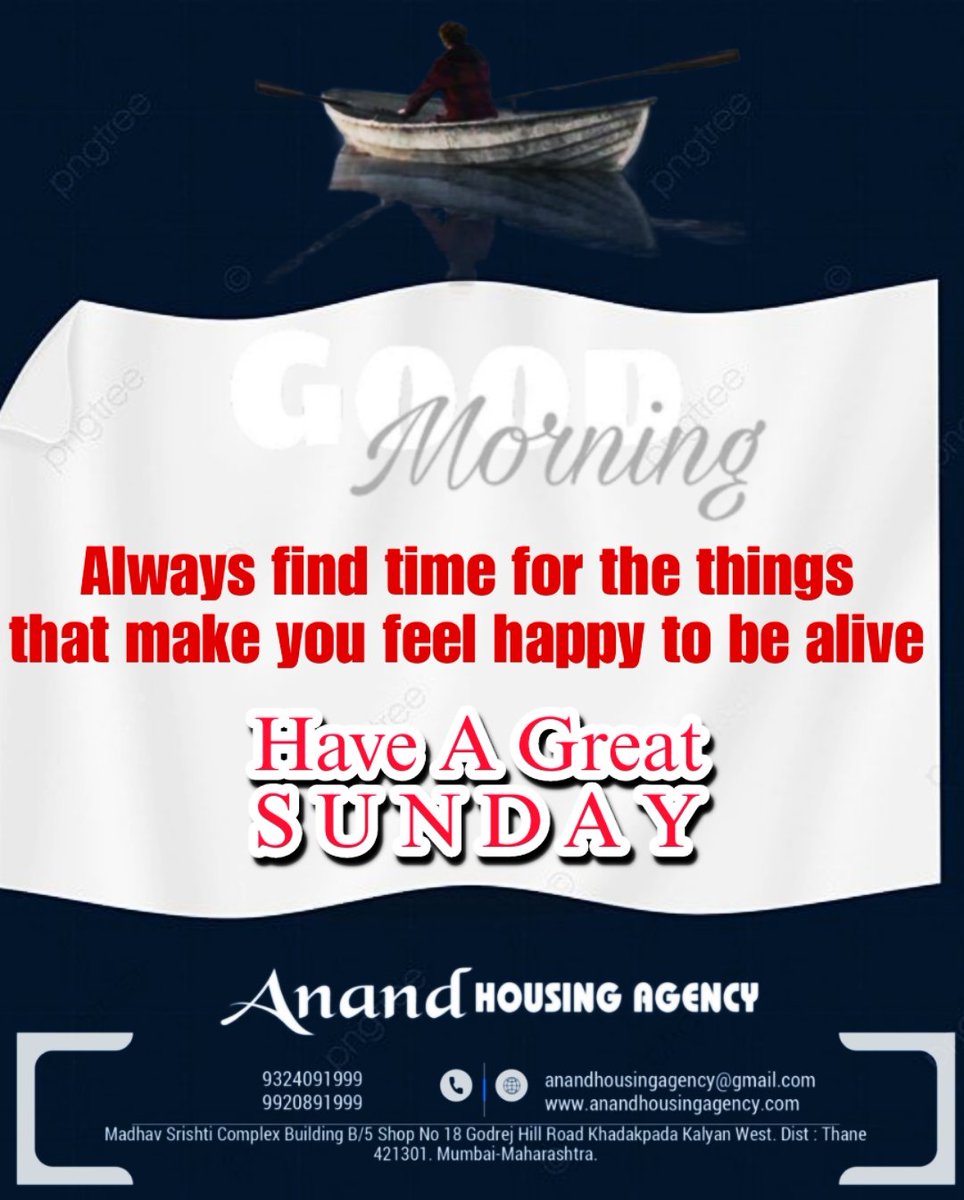 #sundaymood #sunday #sundaymotivation #sundaymornings 
#aha #ahamotivation #thursdayquotes #anandhousingagency #goodday #thinkpositive #motivation #live #love #life #realestate #kalyandombivali  #Kalyanndombivali #happy #selfcare #care #newday #bigday #weekend #holiday